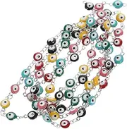 [DECORNIJIA] Evil Eye Bead Chain for DIY Jewelry Making Enamel Eye Charm Versatile Craft Beads for Unique Necklaces and Bracelets Handmade Jewelry Supplies