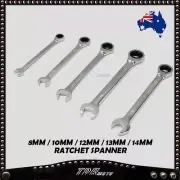 Steel Ratchet Spanner Wrench Open End Ring Workshop 8mm 10mm 12mm 13mm 14mm