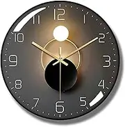 Qiccijoo Wall Clock,3D Curved Glass Large Wall Clock,12-inch Silent Non-Ticking Round Classroom Clock, Battery Operated Easy to Read Decorative Wall Clocks,Stylish Kitchen Wall Clock(Black)