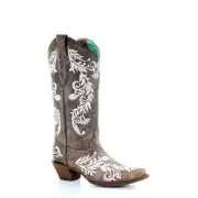 Corral Ladies Brown & White Embroidery Boots A3753