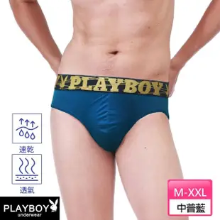 【PLAYBOY】3+1件組 LOGO黃金織帶透氣裸感涼爽三角褲-廠出(換新首選/薄感/三角內褲/男內褲)