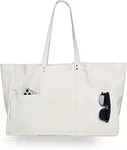 Large Canvas Tote Bag for Women Multi Pocket Tote Bag Reusable Grocery Bags Teacher Tote Bags with Laptop Sleeve Shoulder bag for Nursing Travel Shopping