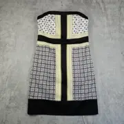 City Chic Mod Babe Black Yellow White Strap Or Strapless Pencil Dress Size S