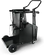 VEVOR Welding Cart, 2-Tier Heavy Duty Welder Cart with Anti-Theft Lockable Cabinet, 265LBS Weight Capacity, 360° Swivel Wheels, Tank Storage Safety Chains, Welding Cabinet for TIG, ARC, Plasma Cutter