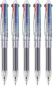 FLAIR Sunny Retractable 0.5mm Ball Pen Pouch Pack | Swiss Tip Technology | Retractable Mechanism & Low Viscosity Ink System | Smooth & Effortless Writing With Sleek Clip Design | Pack of 5 Pens