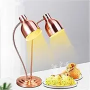 Electric Infrared Food Heat Lamp Food Warmer Lamp, Dual Head Food Heated Preservation Lamp, Commercial Food Warming Light Portable Catering Heating Lamp,Rose
