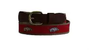 ZEP PRO University Arkansas Razorbacks Leather Canvas Woven Ribbon Belt