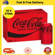 Coca-Cola Coke Zero Sugar Soft Drink Cans 36 x 375ml FREE SHIPPING!