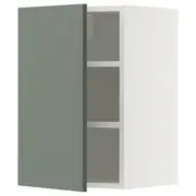 METOD wall cabinet with shelves, white/Nickebo matt grey-green, 40x37x60 cm