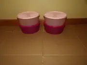 Tupperware Servalier Stacking Cookie Canisters Shades of Pink 7.5 SET OF 4 NEW