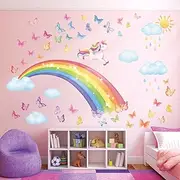 DECOWALL SG2-2309 Rainbow and Unicorn Wall Stickers Rainbow Kids Colorful Decals Removable for Girls Nursery Bedroom Living Room Art Home Decor Decoration Toddler Little Princess Childrens party