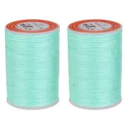 2pcs Round Waxed Thread for Leather Sewing, 93 Yards / 85m, 0.65mm, Coral Blue