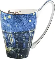 YBK Tech Bone China Coffee Mug, 16oz Large Tea Cup - Design Inspired by Van Gogh's Paintings (Starry Sky Above The Rhône)