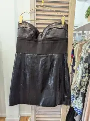 SASS & BIDE Strapless Black Sequin Dress - Size AU 12 RRP $650 BNWT