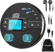 2024 Bluetooth CD Player Portable, Greadio Discman CD Player with 2000 mAh Rechargeable, Compatible FM Transmitter, USB, AUX, Walkman CD Player with Headphones and Anti-Skip/Shockproof