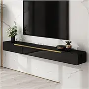 Floating TV Unit Modern TV Stand, 47.2/59/70.8inch Wall Mounted Console Entertainment Center With Platform and 2 Drawers Media Table Cabinet for Living Room (Color: Black)