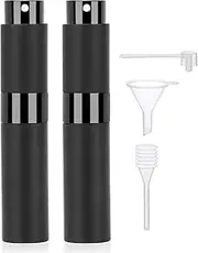 Segbeauty Travel Perfume Refillable Bottle, 2Pcs 10ml Perfume Atomiser, Empty Pocket Perfume Dispenser, Fine Mist Spray Bottle for Perfume and Cologne (Black)