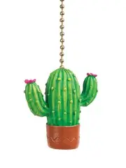 Clementine Design Cactus Plant Ceiling Fan Light Dimensional Pull Resin Green