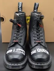 Dr Doc Martens 1460 "God Save the Queen" Sex Pistols AW004 Black Boots US 10