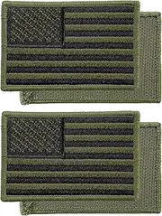 Templar Armoury (2-Pack) USA American Flag Patch 3 x 2 Premium Embroidered - Hook and Loop - United States of America - Military Uniform - US Flag Patch - Olive Drab Green (Left Side)