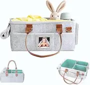 Baby Diaper Caddy Organizer with Lid - Multiple Compartments, Diaper Tote Bag for Infants, Travel Baby Bag for Must-Haves, Newborn Essentials Baby Gift Basket