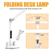 LED Reading Desk Lamp Double-Head Foldable Table Night Light Dimmable USB 3Color