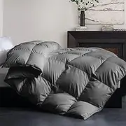 Cosybay Twin Size Feather Down Fiber Comforter - Fluffy Grey All Season Duvet Insert, Ultra Soft 100% Cotton Cover, Luxury Hotel Bedding with Corner Tabs, 68"x90"