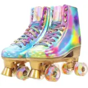 JajaHoho Roller Skates for Women, Holographic High Top PU Leather Rollerskate...