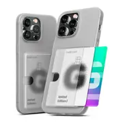 iPhone 14 Slim & Tough Case Cover with Card Holder: Screen & Camera Guard, Drop Protection, Strong Build - Frosted Clear