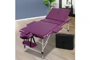 Zenses Massage Table 75cm Portable 3 Fold Aluminium Beauty Bed Violet