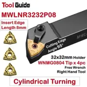 95° MWLNR 3232 P08 32x32mm Shank Indexable Turning Lathe Tool Holder Cylindrical