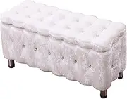 Space-Saving Storage Stool with Anti-Slip Pad, Heavy Duty Folding Foot Rest, End of Bed Under Desk Coffee Table Ottoman, Support 330lbs (Color : Gold) (White)