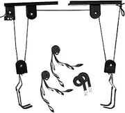 Bicycle Hoist Garage Storage Bike Lift Pulley System with 60kg Bearing Overhead Bike Rack Heavy Duty Ceiling Bicycle Hanger