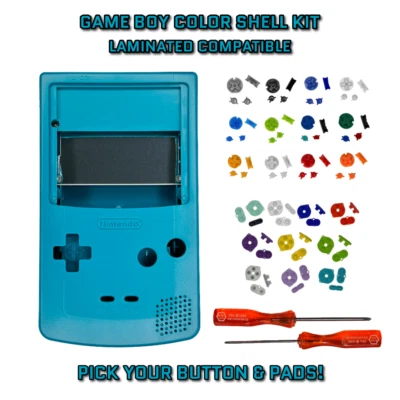 Nintendo Game Boy Color GBC LAMINATED READY Replacement Housing TEAL Shell Kit