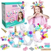 Girls Headband Making Kit,DIY Hair Accessories Pipe Cleaners Decoration on Headbands, Make Your Own Fashion Headbands for Kids 5-12 Years, Little Children's Art & Craft Christmas Birthday Gifts
