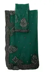 Designer Sari Emerald Green With Black/Gunmetal Beautiful Net Saree with Blouse