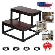 Stylish Step Stool for High Beds - 13" Tall, Dark Walnut with Heavy Duty Frame