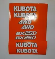 Kubota BX 25 D Decals Backhoe Tractor Decal Kit - white with black outline