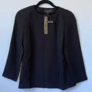 Ted Baker Women's Black 3/4 Sleeve Embellished Top size US 2-4
