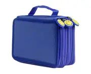 Large Capacity 3 Layer 52 Holes Student Pen Pencil Storage Zipper Case Holder-Blue