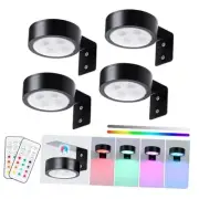 4-Pack Wireless Battery Operated Painting Light with Remote Black RGB 4 Pack
