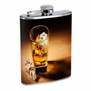 Whiskey Images D1 Flask 8oz Stainless Steel Hip Drinking