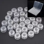 Plastic Sewing Machine Bobbins with Storage Case for Brother Janome Pfaff Singer Babylock Kenmore,25 Pieces Transparent Class 15 Sewing Machine Bobbins