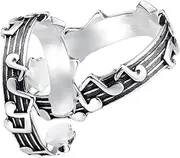 [WATIIFUFU] Unique Musical Couple Engagement Rings Fashionable Sterling Silver Hoops Women's Decorative Set