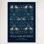 Galrie William Morris Birds Print Exquisite Cotton Exhibition Artwork (1878) Home Decor, White Frame, A2 42 x 60cm (16 x 24inch)