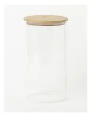 [The Cooks Collective] Round Storage Canister with Lid 2150ml in Bamboo/Glass