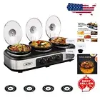 Triple Slow Cooker Buffet Server: 3-Section 4.5 Quart Ceramic & Stainless Steel
