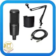 Audio-Technica AT2020 Condenser Microphone + Pop Filter + Black Arm-Type