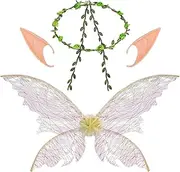 Fairy Wings Costume Girls Angel Wings Fairy Wings Sparkling Sheer Wings Elf Ears for Women Adults Butterfly Wings for Birthday Halloween Dress up