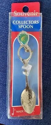 Ft. Myers Beach Collectible Souvenir Spoon Enamel Top & Engraved Bowl